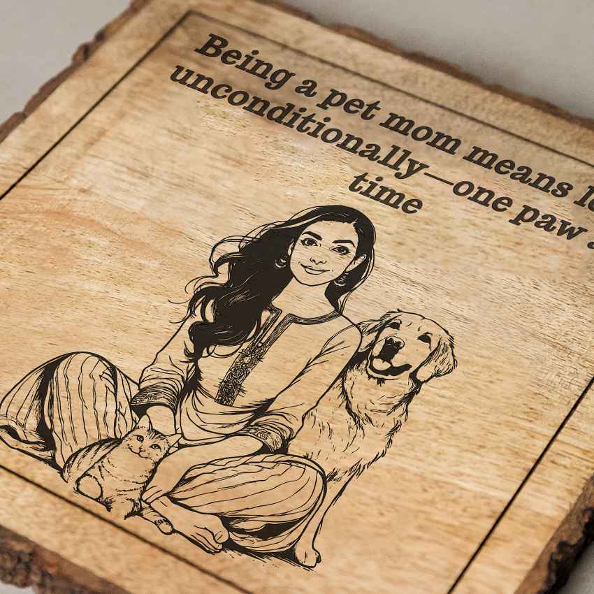 Nestoria Handcrafted Mango Wood Brown Plaque with Stand Gift Set | 8 x 8 inches