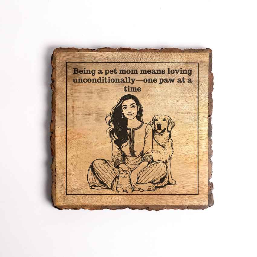 Nestoria Handcrafted Mango Wood Brown Plaque with Stand Gift Set | 8 x 8 inches