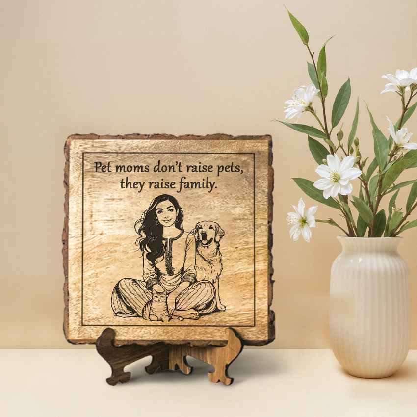Soulroot Handcrafted Mango Wood Brown Plaque with Stand Gift Set | 8 x 8 inches
