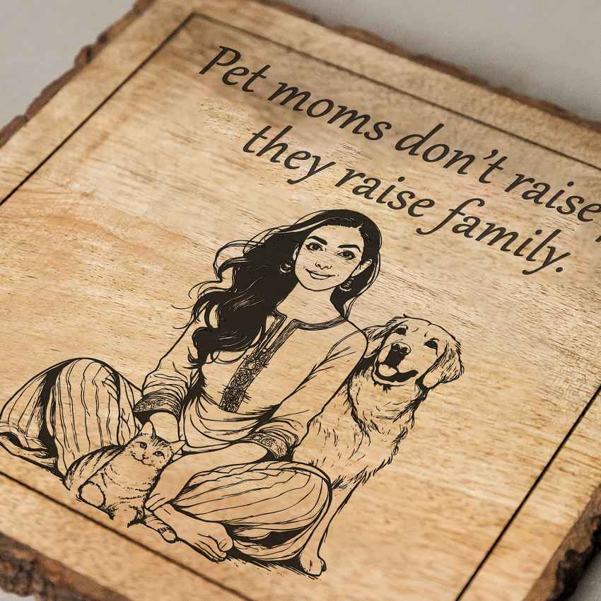 Soulroot Handcrafted Mango Wood Brown Plaque with Stand Gift Set | 8 x 8 inches