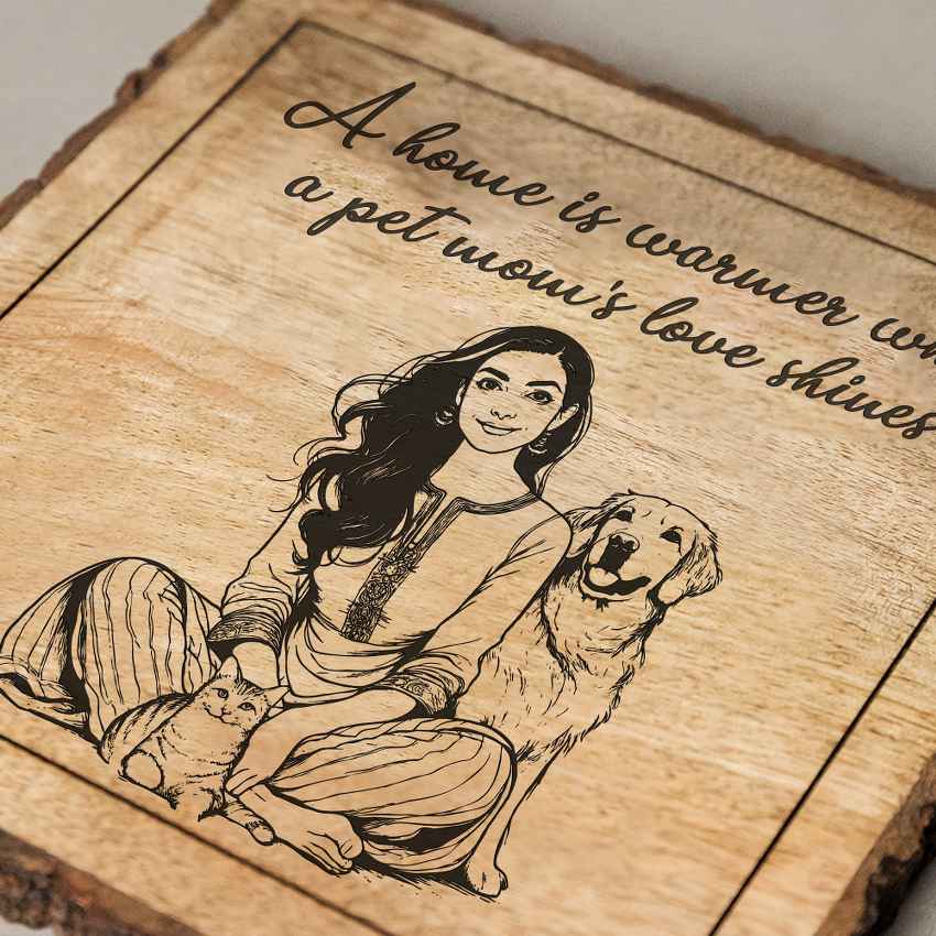 Mumaura Handcrafted Mango Wood Brown Plaque with Stand Gift Set | 8 x 8 inches