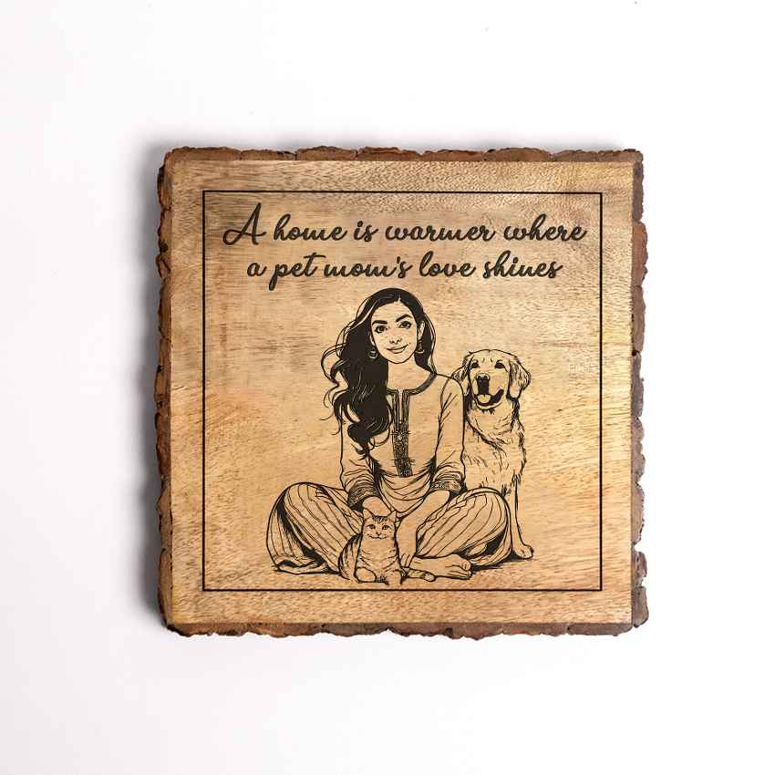 Mumaura Handcrafted Mango Wood Brown Plaque with Stand Gift Set | 8 x 8 inches