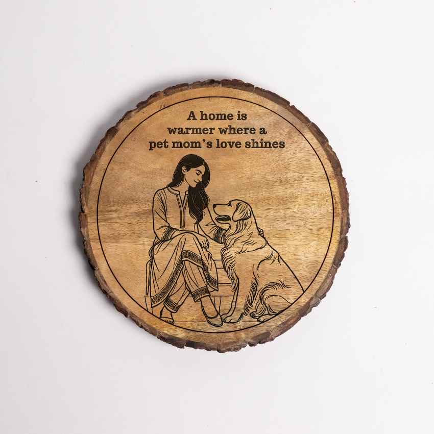 Huggrain Handcrafted Mango Wood Brown Plaque with Stand Gift Set | 8 inches