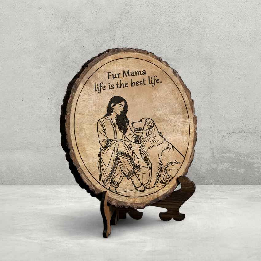 Motheretch Handcrafted Mango Wood Brown Plaque with Stand Gift Set | 8 inches