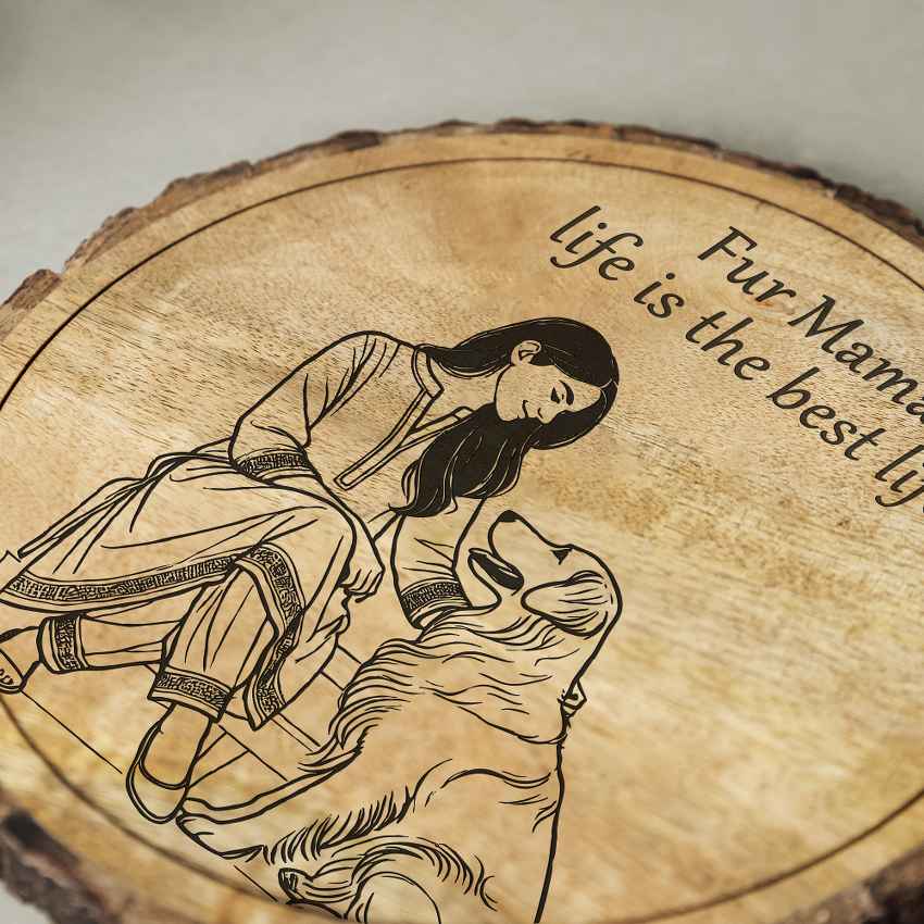 Motheretch Handcrafted Mango Wood Brown Plaque with Stand Gift Set | 8 inches