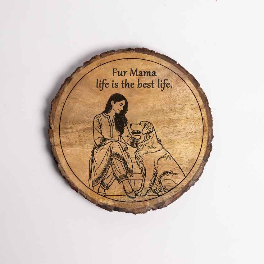 Motheretch Handcrafted Mango Wood Brown Plaque with Stand Gift Set | 8 inches