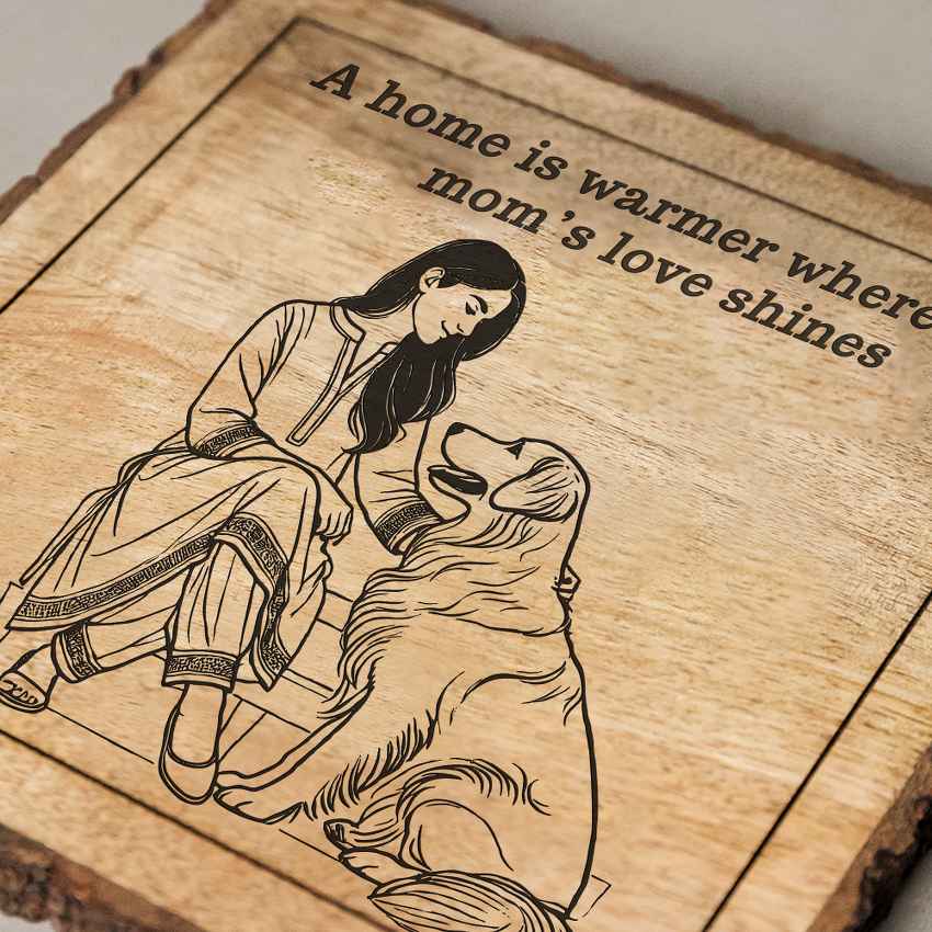 Nurtureleaf Handcrafted Mango Wood Brown Plaque with Stand Gift Set | 8 x 8 inches