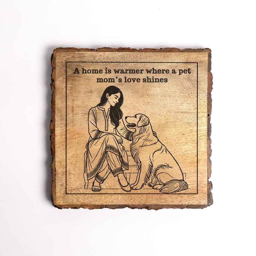 Nurtureleaf Handcrafted Mango Wood Brown Plaque with Stand Gift Set | 8 x 8 inches