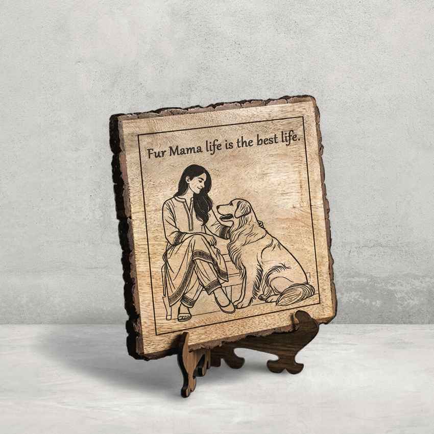 Plankaura Handcrafted Mango Wood Brown Plaque with Stand Gift Set | 8 x 8 inches