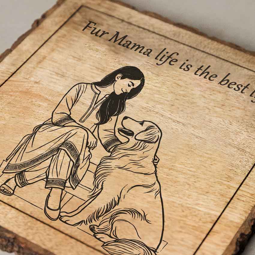 Plankaura Handcrafted Mango Wood Brown Plaque with Stand Gift Set | 8 x 8 inches