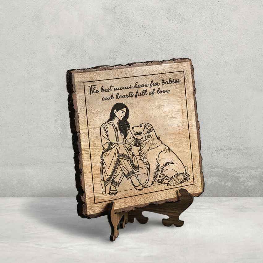 Eternamom Handcrafted Mango Wood Brown Plaque with Stand Gift Set | 8 x 8 inches