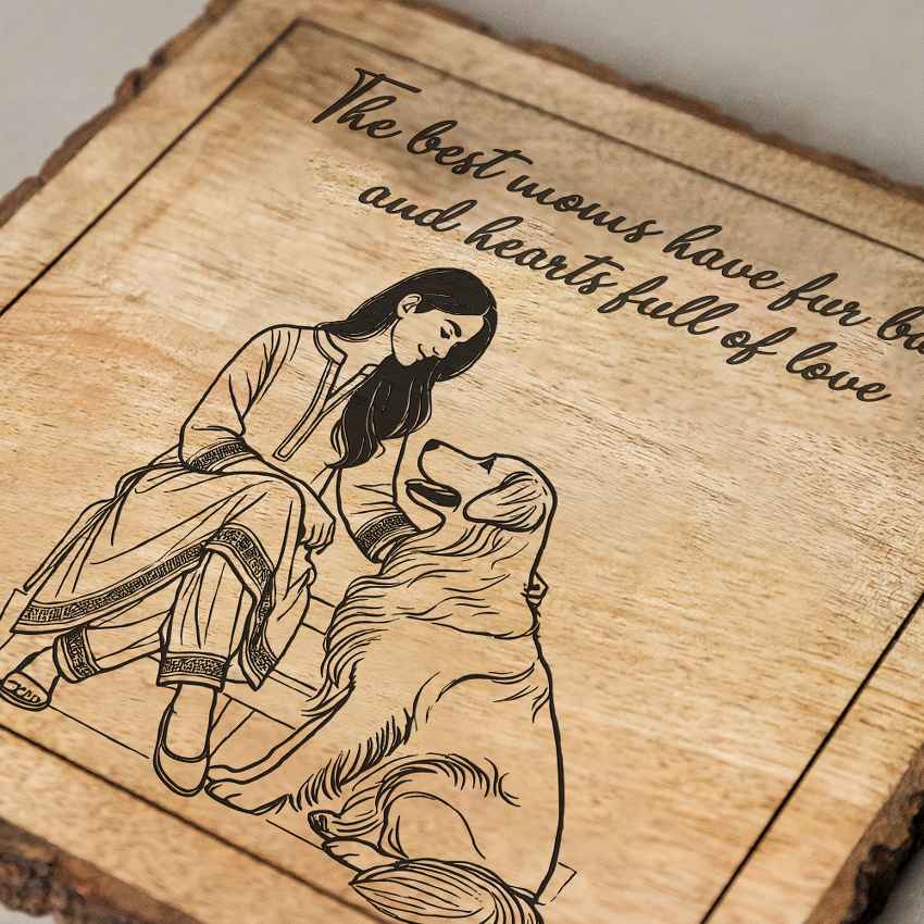 Eternamom Handcrafted Mango Wood Brown Plaque with Stand Gift Set | 8 x 8 inches