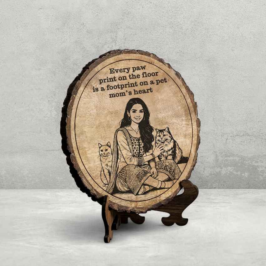 Heartroot Handcrafted Mango Wood Brown Plaque with Stand Gift Set | 8 inches