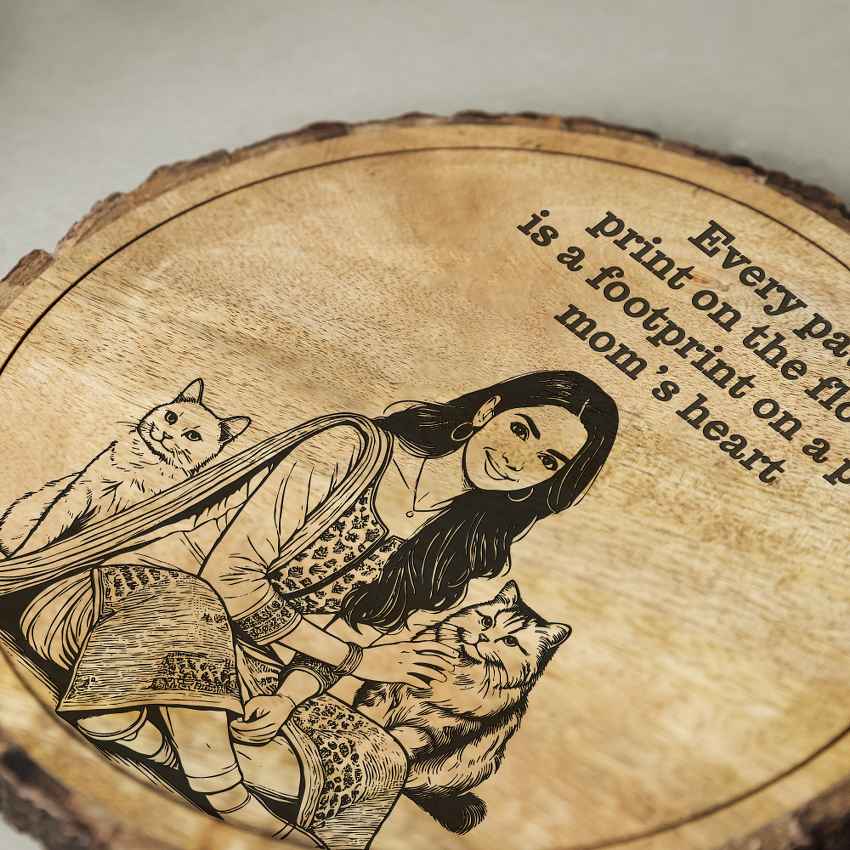 Heartroot Handcrafted Mango Wood Brown Plaque with Stand Gift Set | 8 inches