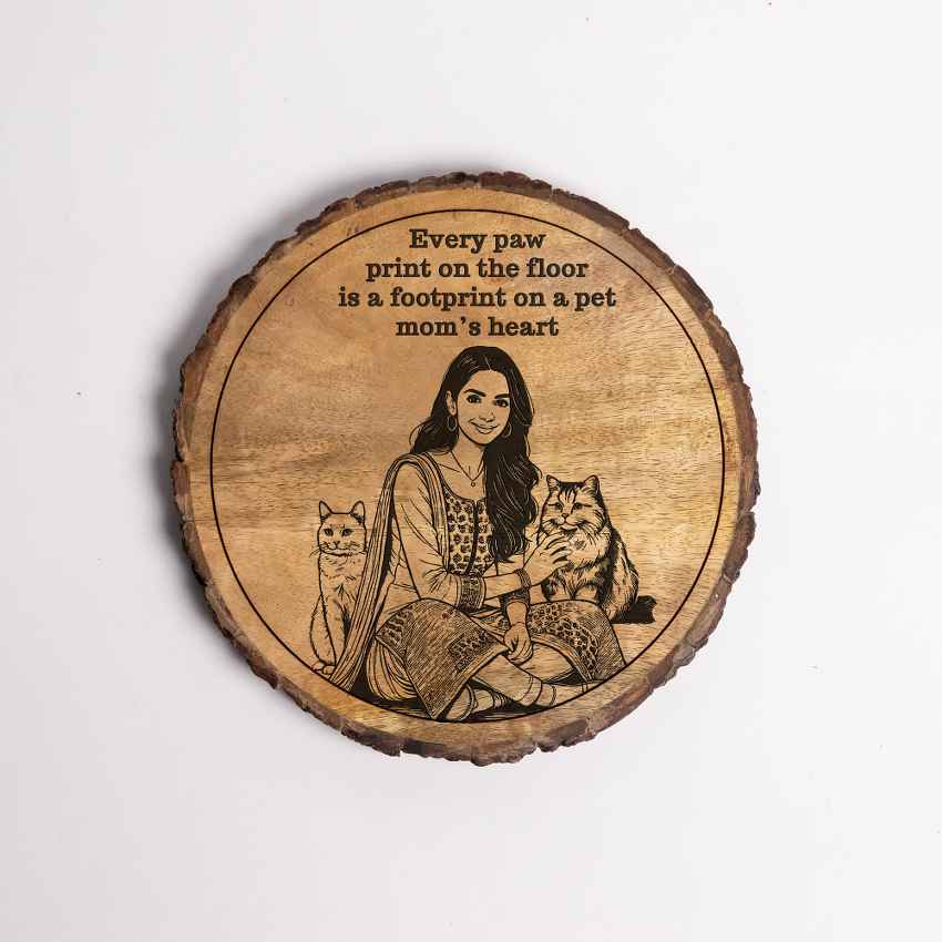 Heartroot Handcrafted Mango Wood Brown Plaque with Stand Gift Set | 8 inches