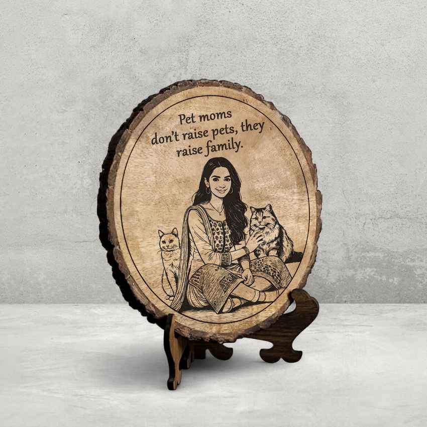 Bondetch Handcrafted Mango Wood Brown Plaque with Stand Gift Set | 8 inches