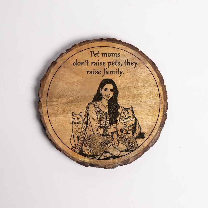 Bondetch Handcrafted Mango Wood Brown Plaque with Stand Gift Set | 8 inches