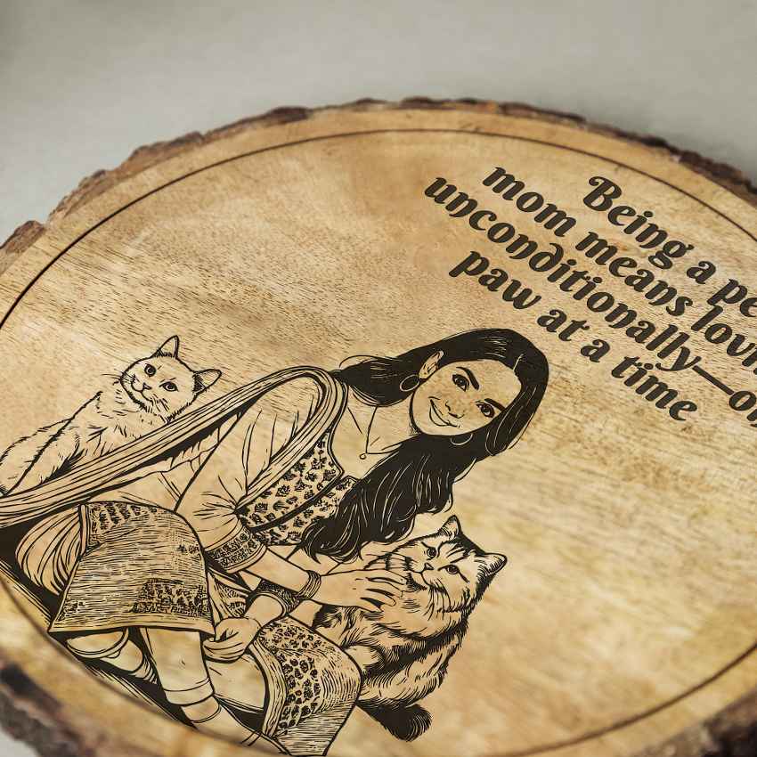 Woodenmirth Handcrafted Mango Wood Brown Plaque with Stand Gift Set | 8 inches