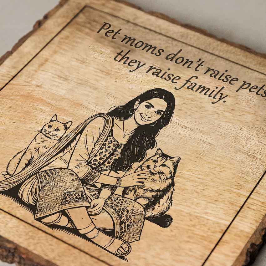 Warmecho Handcrafted Mango Wood Brown Plaque with Stand Gift Set | 8 x 8 inches