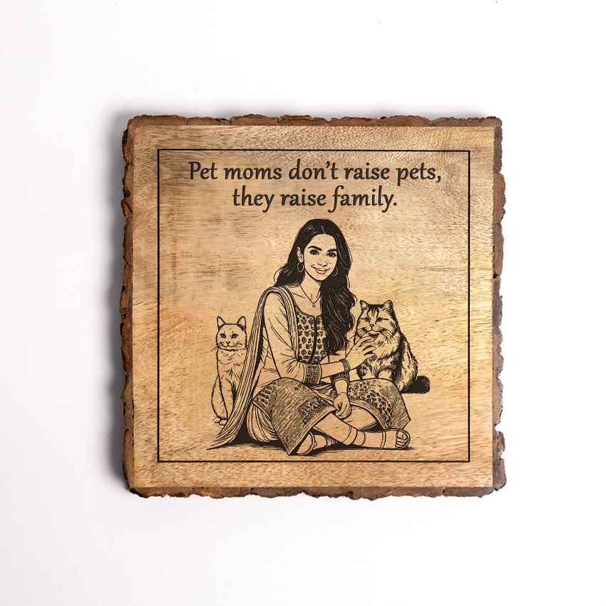 Warmecho Handcrafted Mango Wood Brown Plaque with Stand Gift Set | 8 x 8 inches
