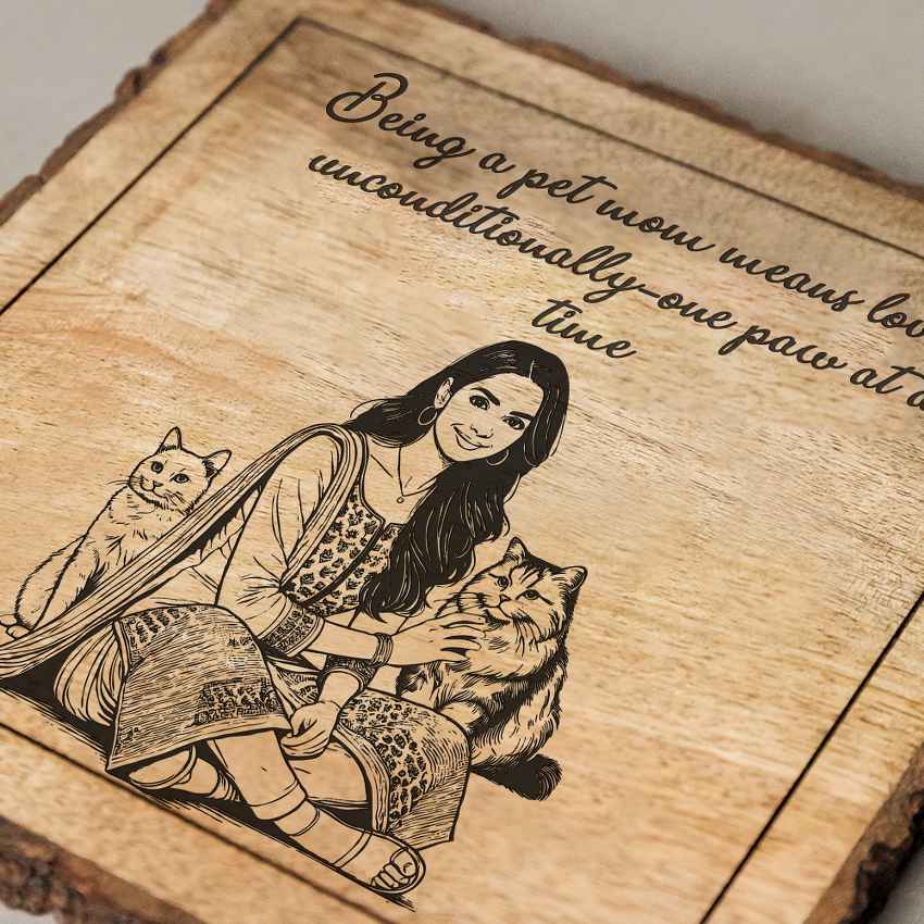 Giftgrain Handcrafted Mango Wood Brown Plaque with Stand Gift Set | 8 x 8 inches