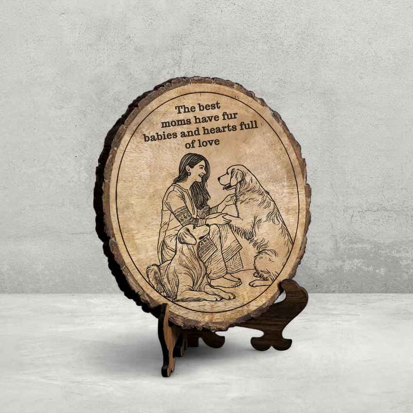 Naturma Handcrafted Mango Wood Brown Plaque with Stand Gift Set | 8 inches