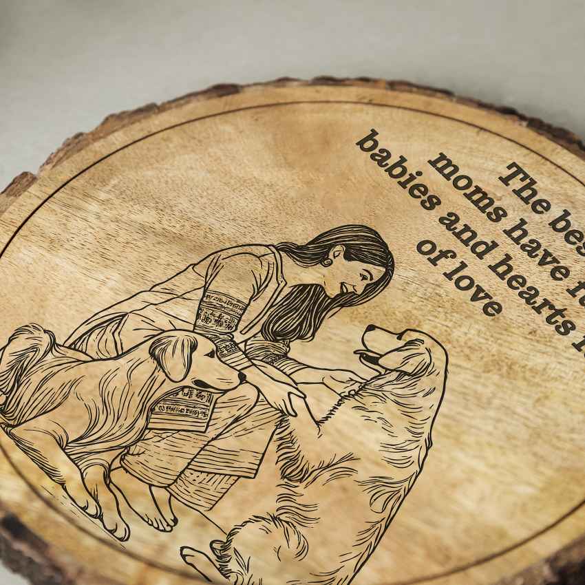 Naturma Handcrafted Mango Wood Brown Plaque with Stand Gift Set | 8 inches