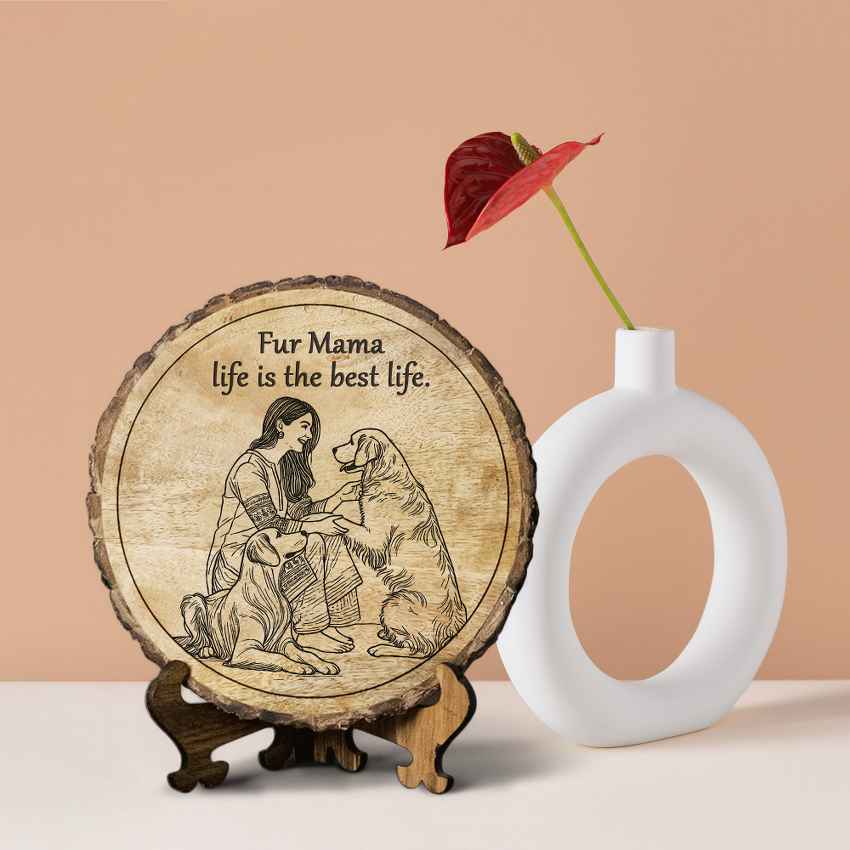 Matriglow Handcrafted Mango Wood Brown Plaque with Stand Gift Set | 8 inches
