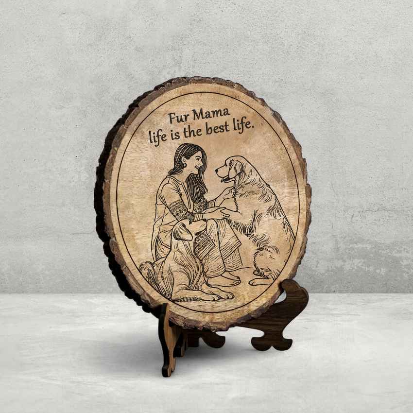 Matriglow Handcrafted Mango Wood Brown Plaque with Stand Gift Set | 8 inches