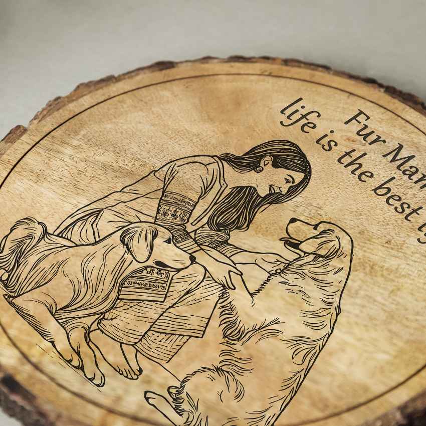 Matriglow Handcrafted Mango Wood Brown Plaque with Stand Gift Set | 8 inches