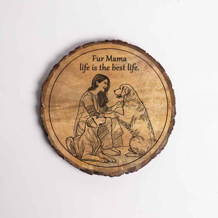 Matriglow Handcrafted Mango Wood Brown Plaque with Stand Gift Set | 8 inches