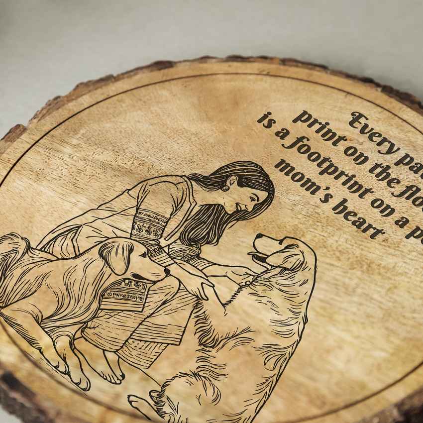 Grainiac Handcrafted Mango Wood Brown Plaque with Stand Gift Set | 8 inches