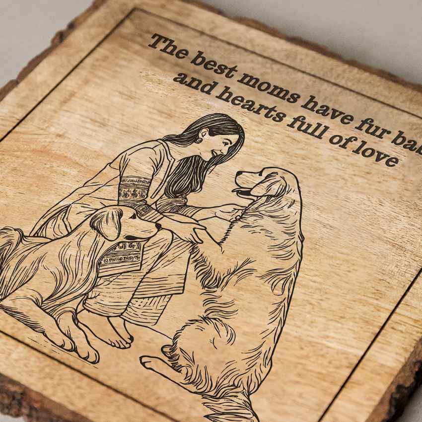 Pureetch Handcrafted Mango Wood Brown Plaque with Stand Gift Set | 8 x 8 inches