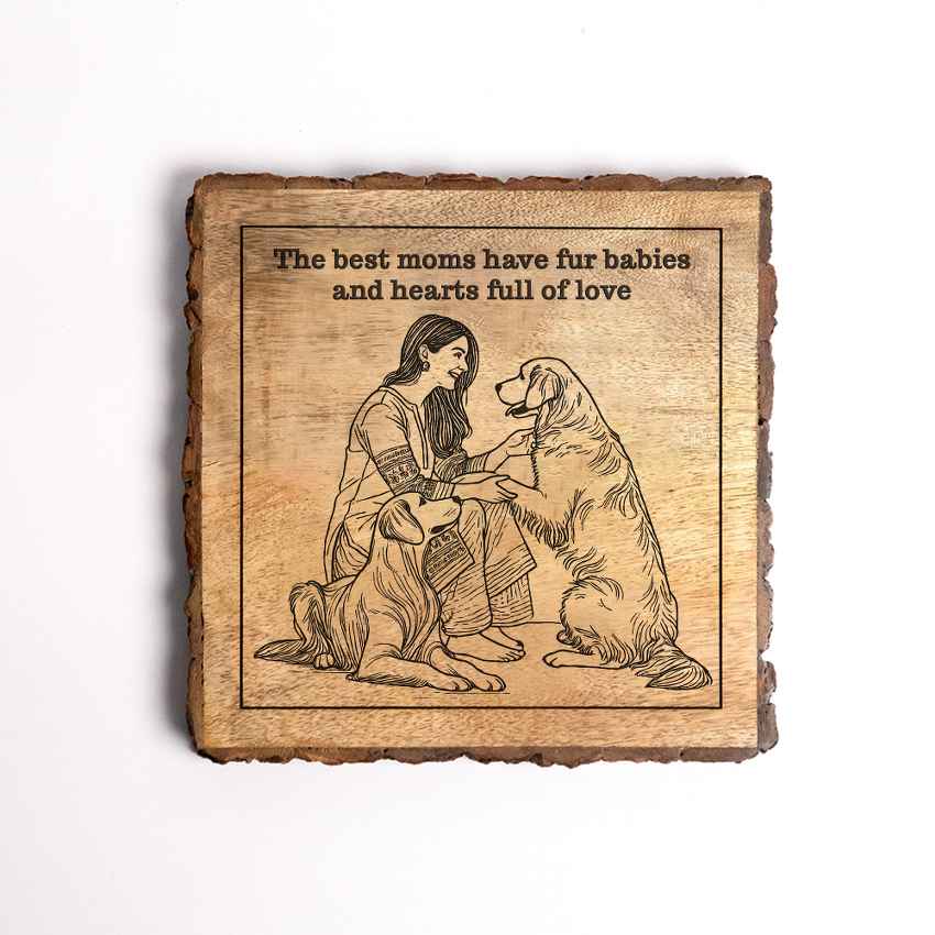 Pureetch Handcrafted Mango Wood Brown Plaque with Stand Gift Set | 8 x 8 inches