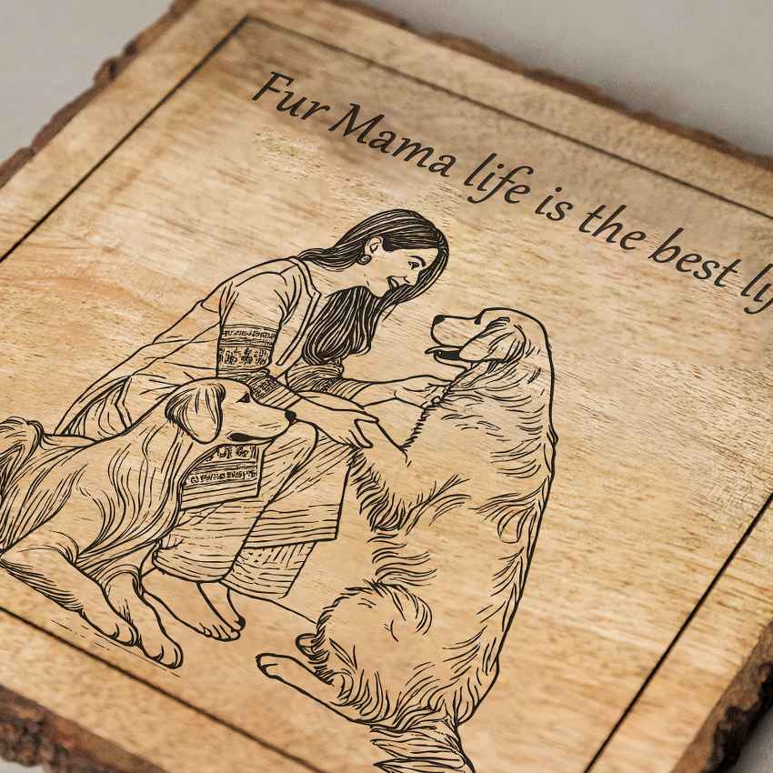 Wovenhug Handcrafted Mango Wood Brown Plaque with Stand Gift Set | 8 x 8 inches