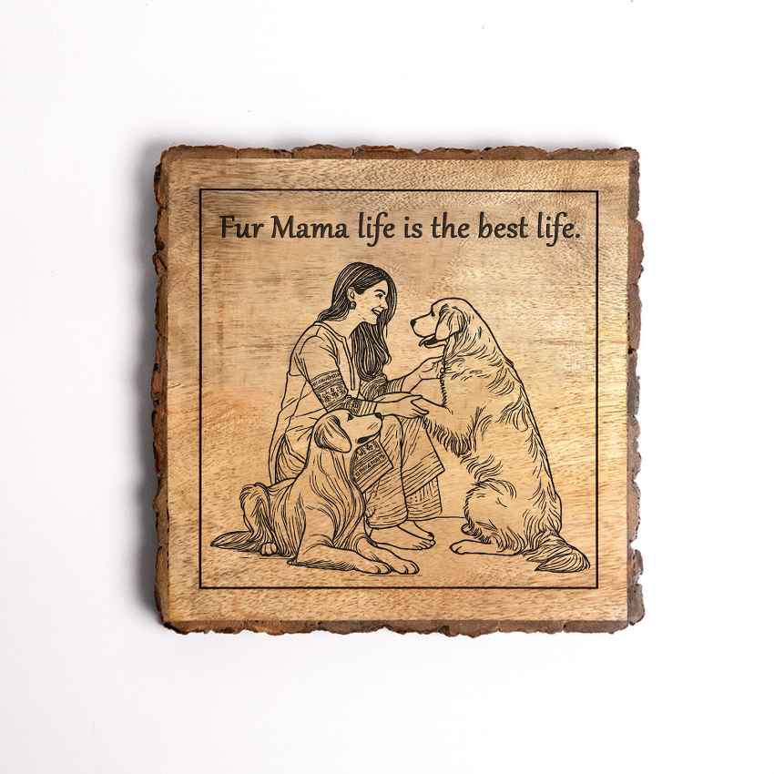 Wovenhug Handcrafted Mango Wood Brown Plaque with Stand Gift Set | 8 x 8 inches