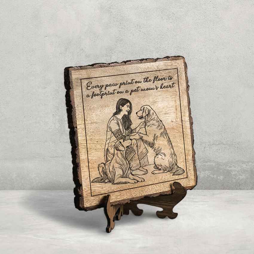 Rootkraft Handcrafted Mango Wood Brown Plaque with Stand Gift Set | 8 x 8 inches