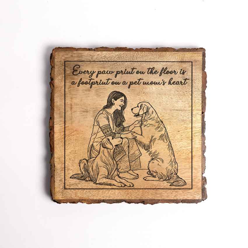 Rootkraft Handcrafted Mango Wood Brown Plaque with Stand Gift Set | 8 x 8 inches