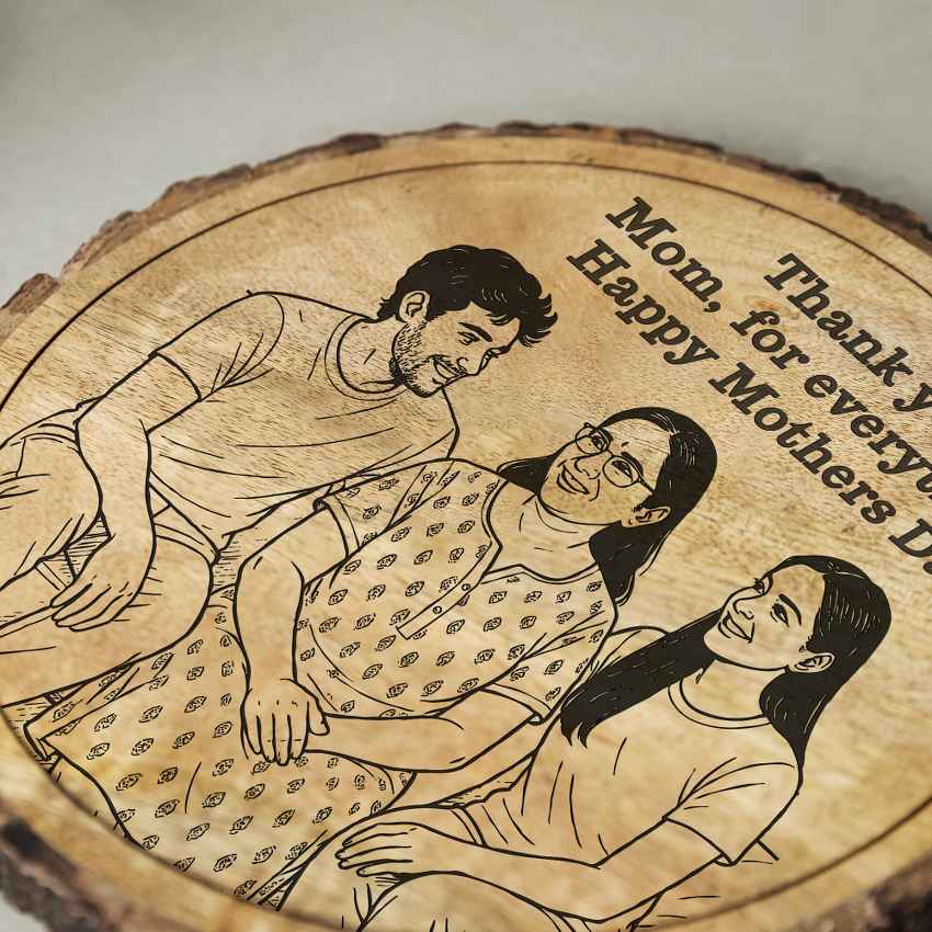 Homelyetch Handcrafted Mango Wood Brown Plaque with Stand Gift Set | 8 inches