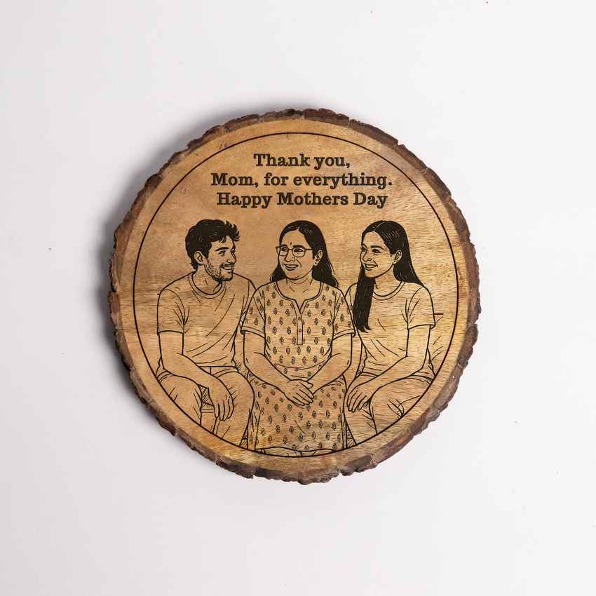Homelyetch Handcrafted Mango Wood Brown Plaque with Stand Gift Set | 8 inches