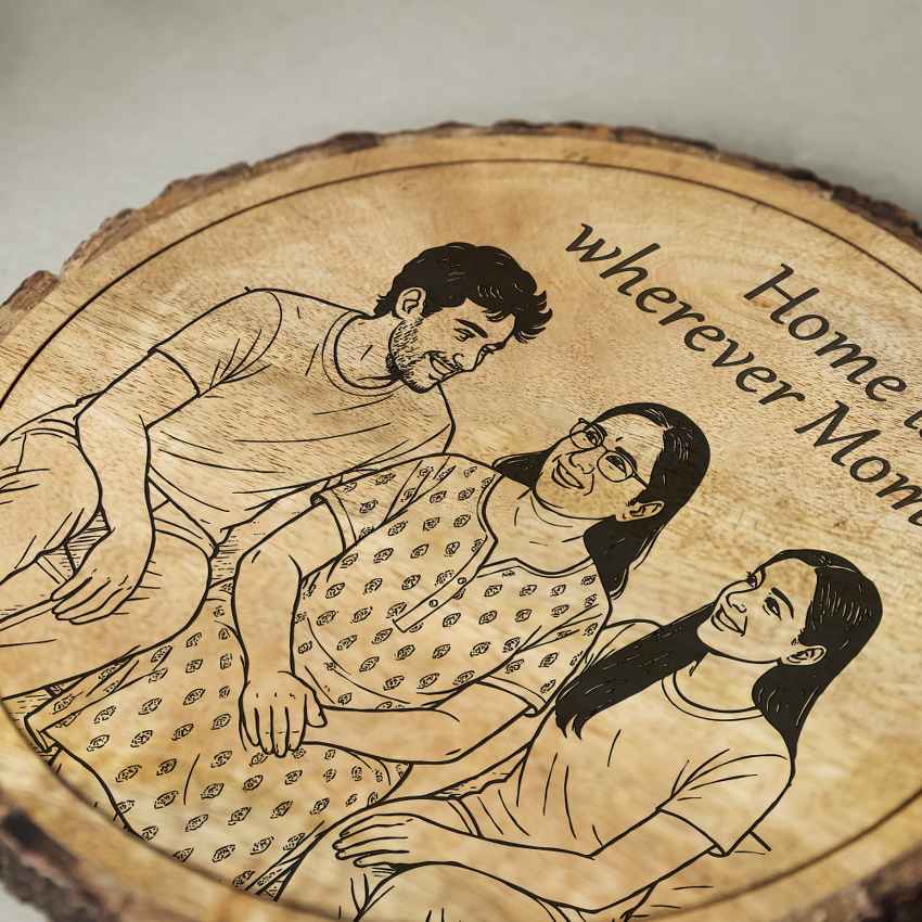 Treemotion Handcrafted Mango Wood Brown Plaque with Stand Gift Set | 8 inches