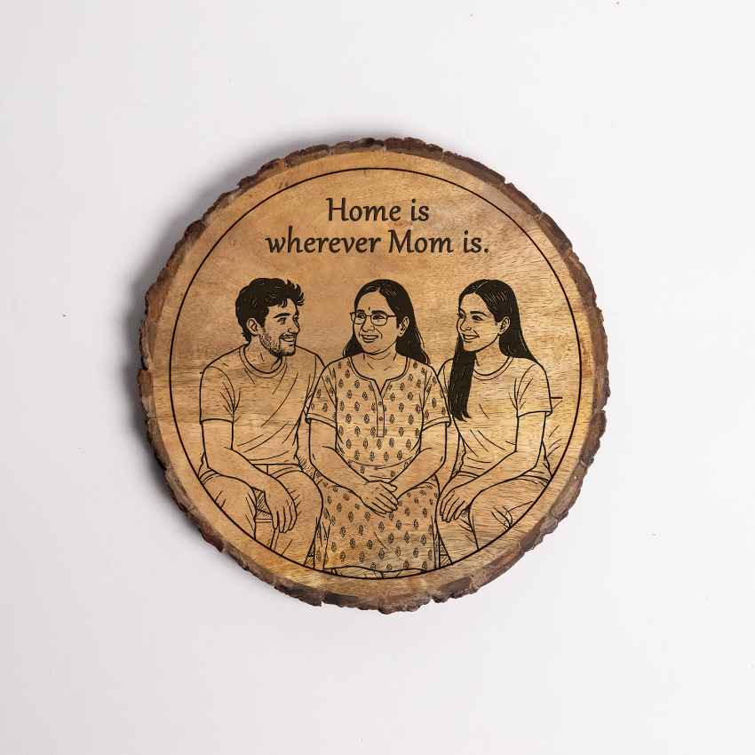 Treemotion Handcrafted Mango Wood Brown Plaque with Stand Gift Set | 8 inches
