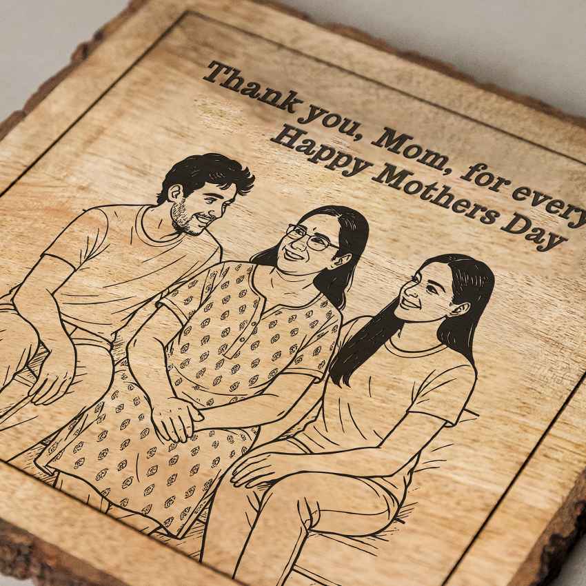 Lovebloom Handcrafted Mango Wood Brown Plaque with Stand Gift Set | 8 x 8 inches
