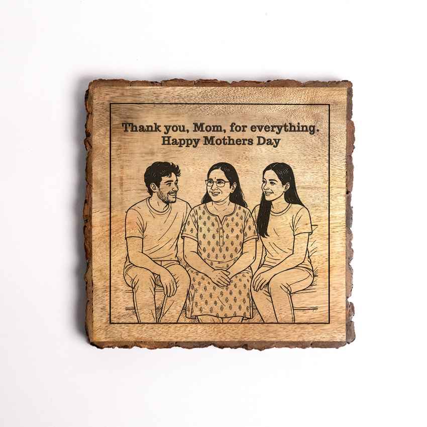 Lovebloom Handcrafted Mango Wood Brown Plaque with Stand Gift Set | 8 x 8 inches