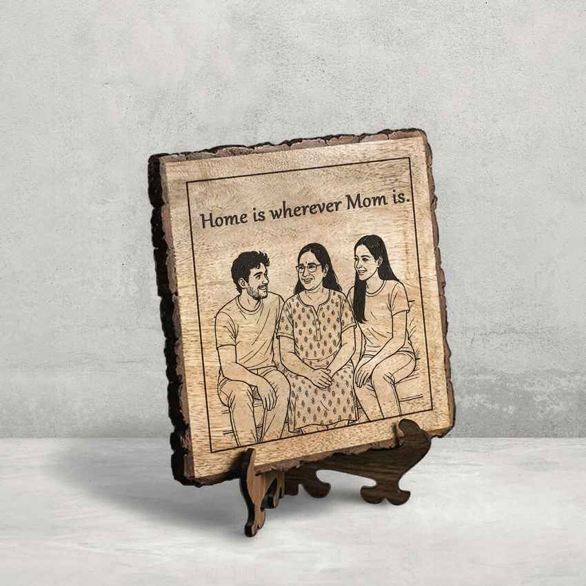 Touchnest Handcrafted Mango Wood Brown Plaque with Stand Gift Set | 8 x 8 inches