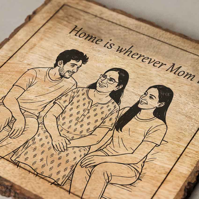 Touchnest Handcrafted Mango Wood Brown Plaque with Stand Gift Set | 8 x 8 inches