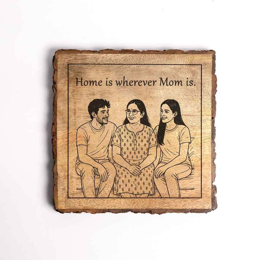 Touchnest Handcrafted Mango Wood Brown Plaque with Stand Gift Set | 8 x 8 inches