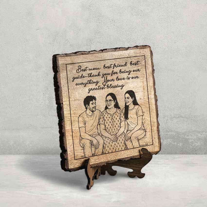 Heirplank Handcrafted Mango Wood Brown Plaque with Stand Gift Set | 8 x 8 inches