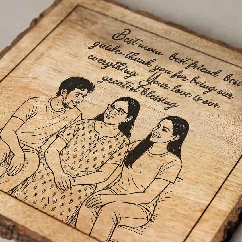 Heirplank Handcrafted Mango Wood Brown Plaque with Stand Gift Set | 8 x 8 inches