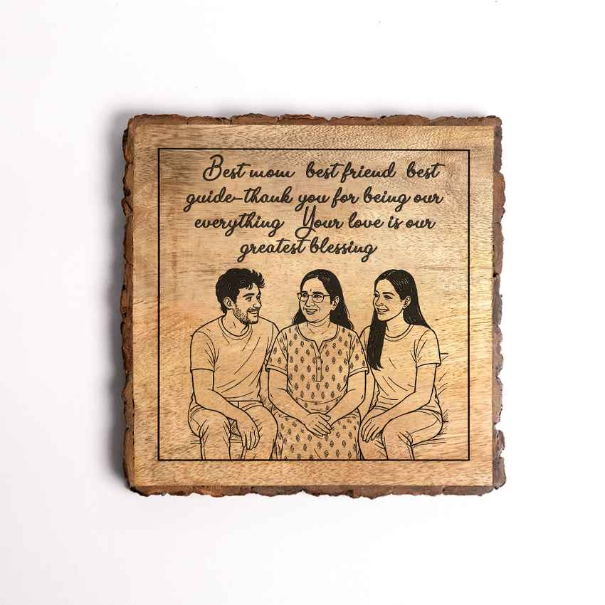 Heirplank Handcrafted Mango Wood Brown Plaque with Stand Gift Set | 8 x 8 inches